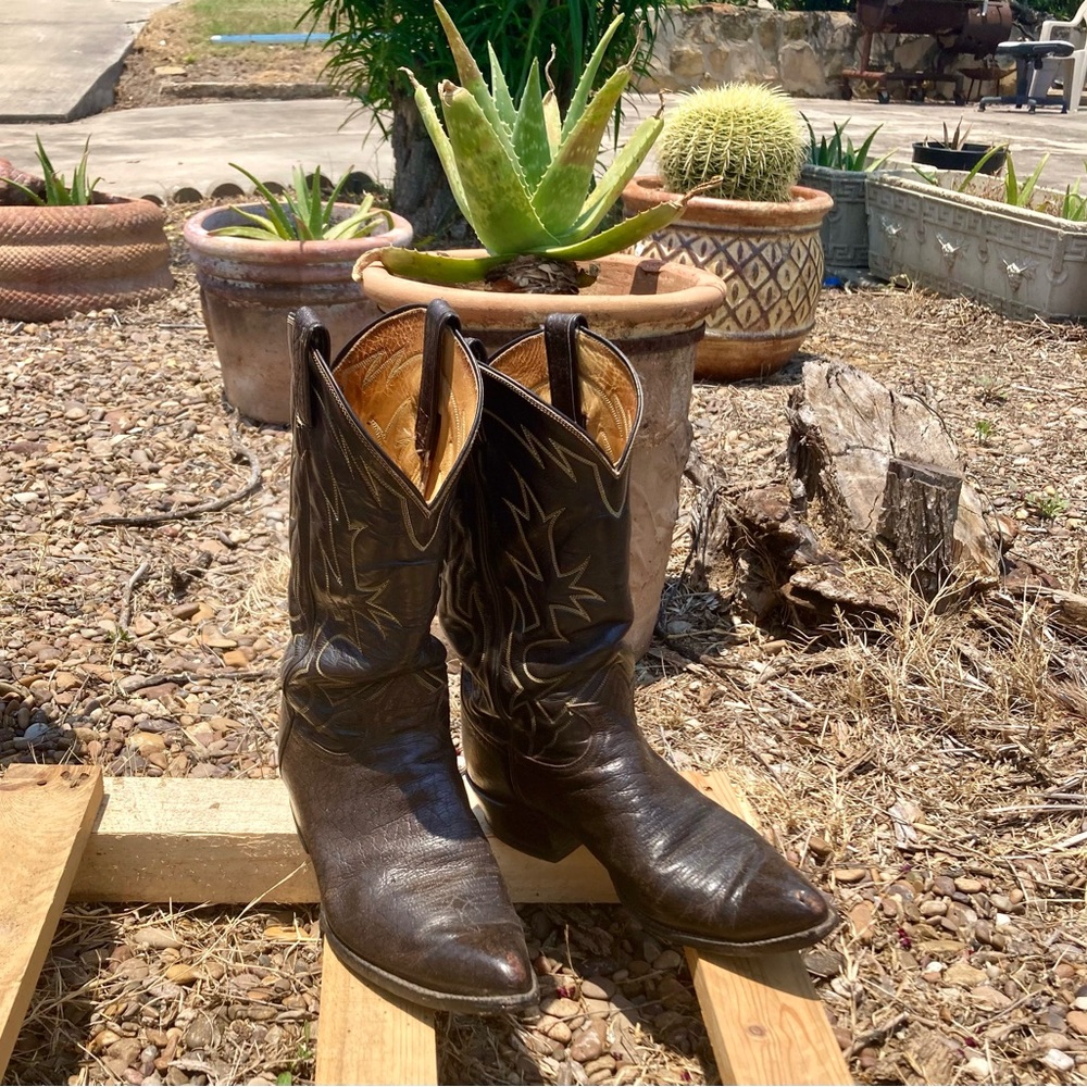 Tony Lama Brown Leather Cowboy Boots